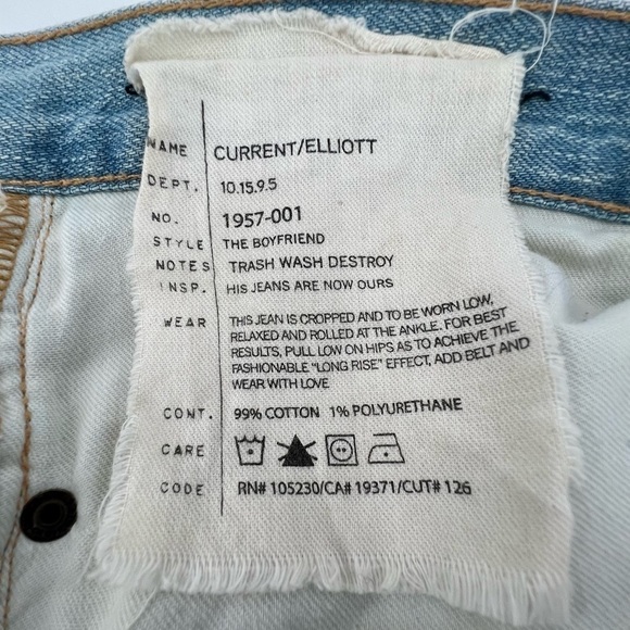 Current/Elliott The Boyfriend Distressed Cut Off Jean Shorts Size 28 Women's - Picture 6 of 6